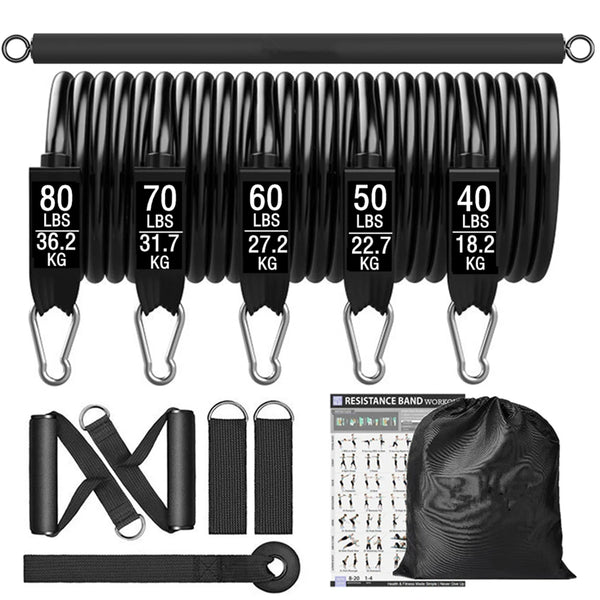 Resistance Bands Set with Workout Bar – Pilates & Yoga Expander for Home Training