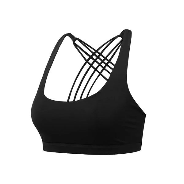 Push-Up Cross Back Sports Bra – Shockproof Fitness Top for Women
