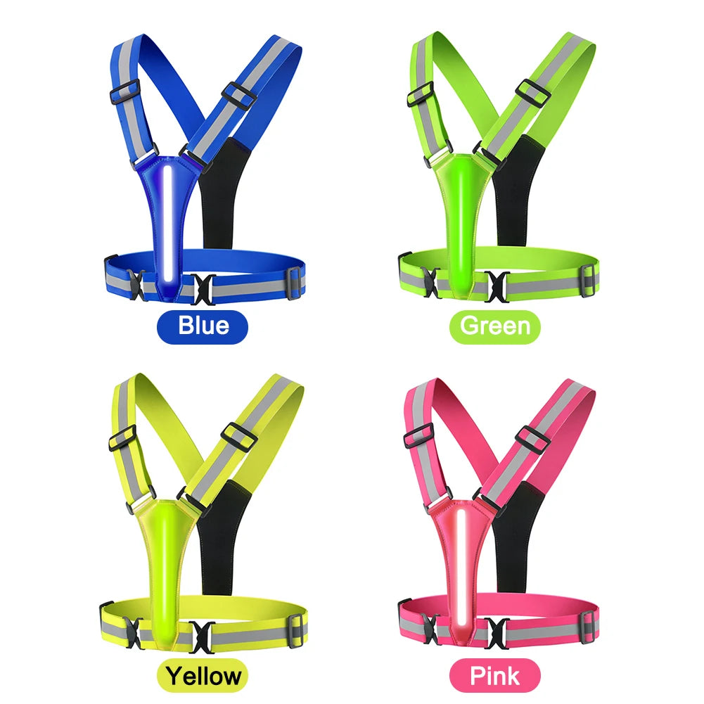 LED Reflective Running Vest – USB Rechargeable