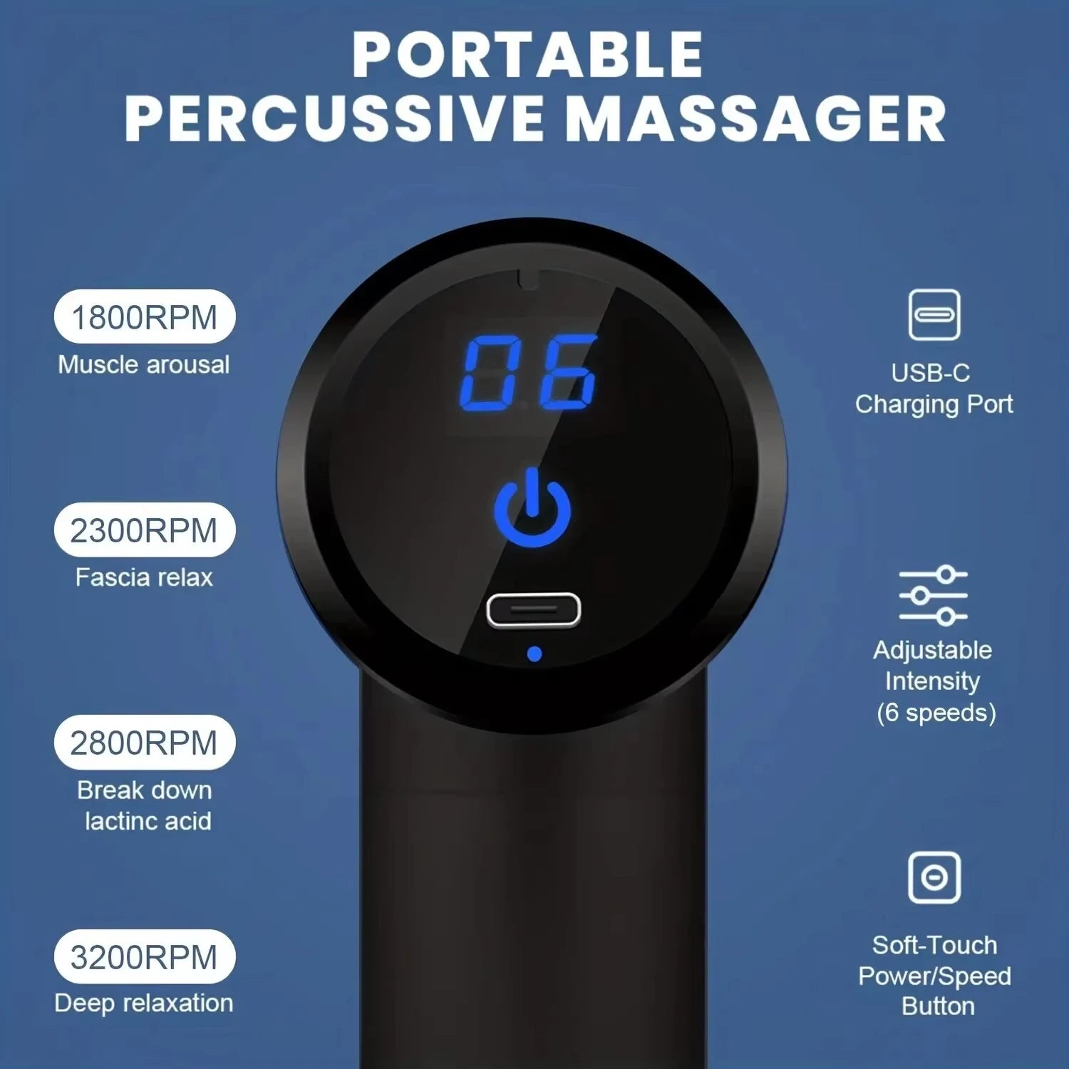 Portable Massage Gun – Electric Body Relaxation Tool with LED Display