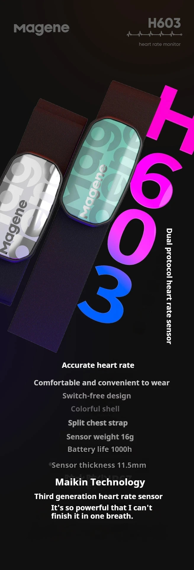 Magene H603 Heart Rate Monitor + S3 Cadence Sensor – Dual ANT+ & Bluetooth Fitness Tracker
