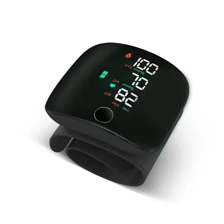 LED Wrist Blood Pressure Monitor – Rechargeable with Multilingual Voice Guide