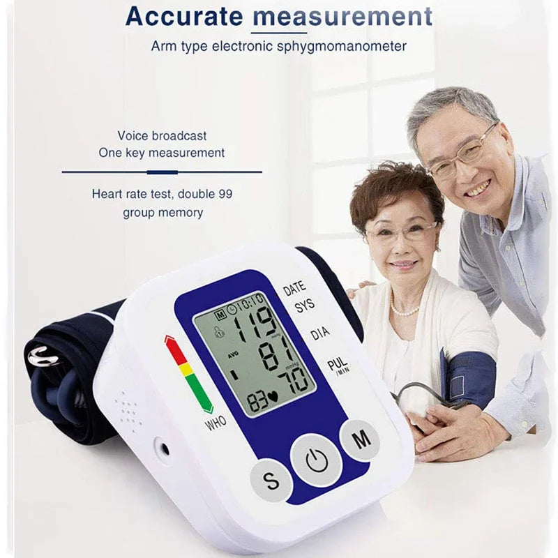 Digital Arm Blood Pressure Monitor – Portable Automatic Tonometer with Heart Rate Tracking