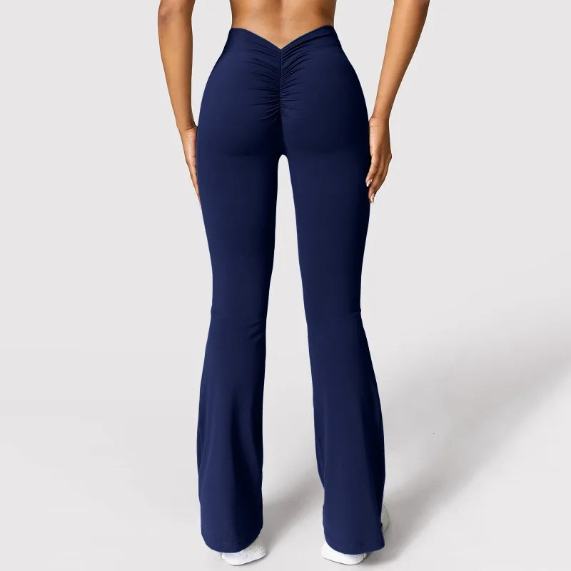 V-Back Micro Flare Gym Leggings – High-Waisted Push-Up Sports Pants