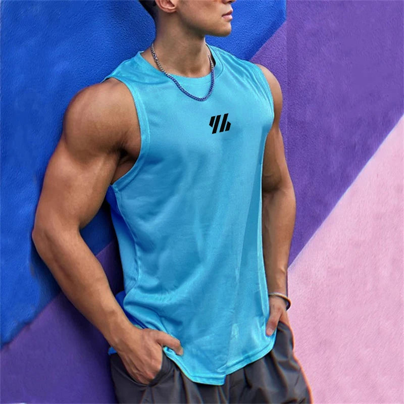 Men’s Sleeveless Running Tank Top – Quick Dry Mesh