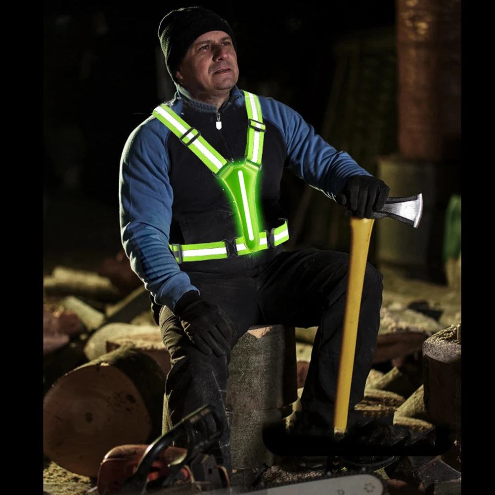 LED Reflective Running Vest – USB Rechargeable
