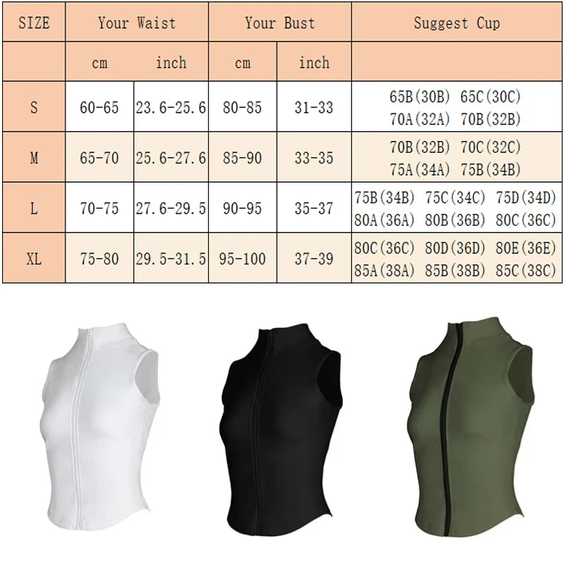 Women's Zip-Up Sweat Vest – Sleeveless High-Neck Workout Top for Fitness & Yoga
