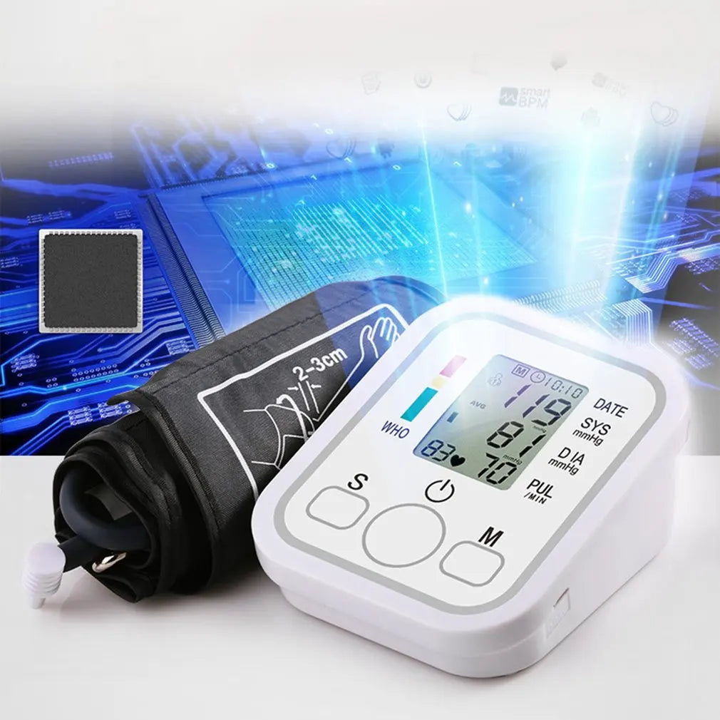 Digital Arm Blood Pressure Monitor – Portable Automatic Tonometer with Heart Rate Tracking