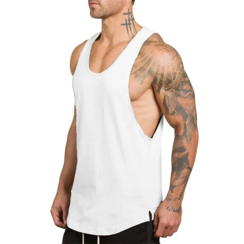 Men's Sleeveless Cotton Gym Tank Top