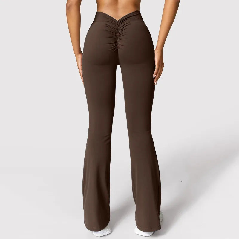 V-Back Micro Flare Gym Leggings – High-Waisted Push-Up Sports Pants