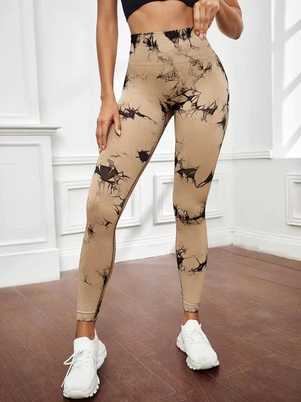 Tie Dye Yoga Pants – High Waist Push Up Leggings for Fitness & Gym