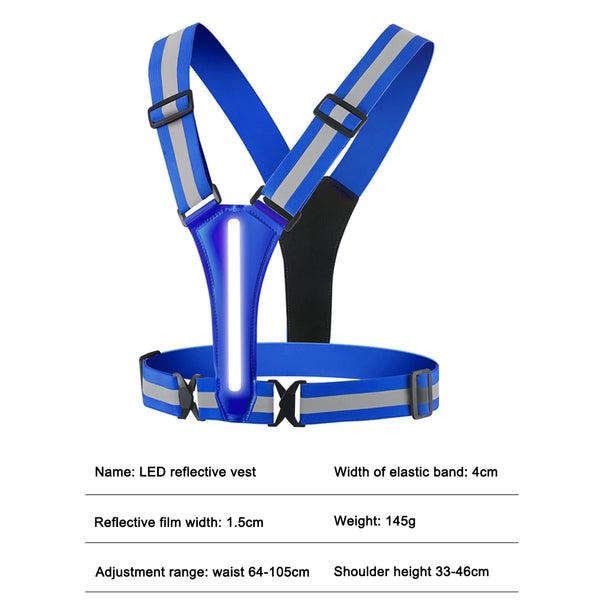 LED Reflective Running Vest – USB Rechargeable