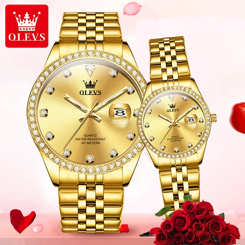 OLEVS Luxury Couple Watches – Classic Quartz Timepieces for Men & Women