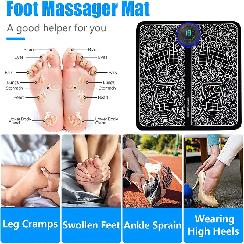 EMS Foot Massager Pad – USB Rechargeable Muscle Stimulator