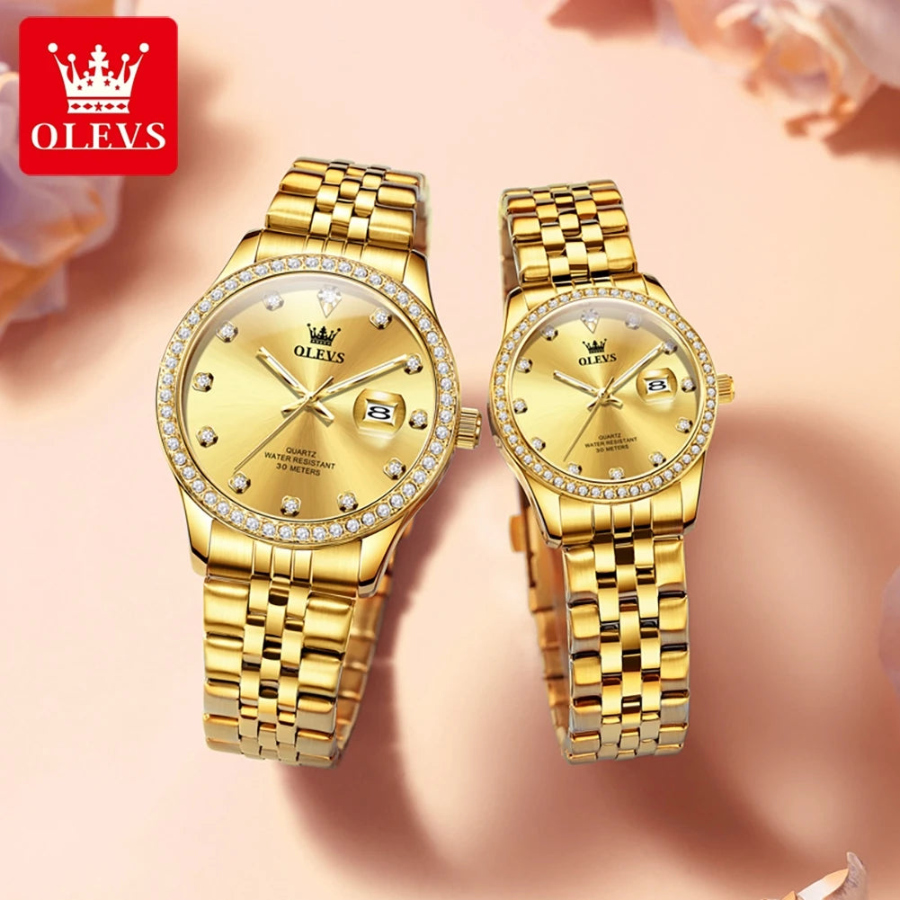 OLEVS Luxury Couple Watches – Classic Quartz Timepieces for Men & Women