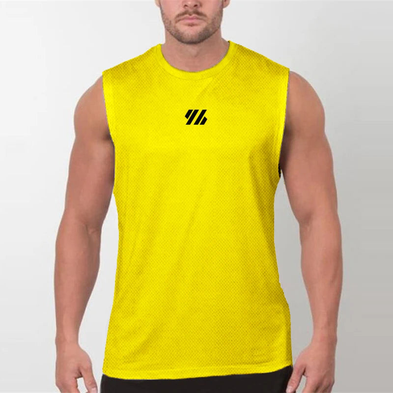 Men’s Sleeveless Running Tank Top – Quick Dry Mesh