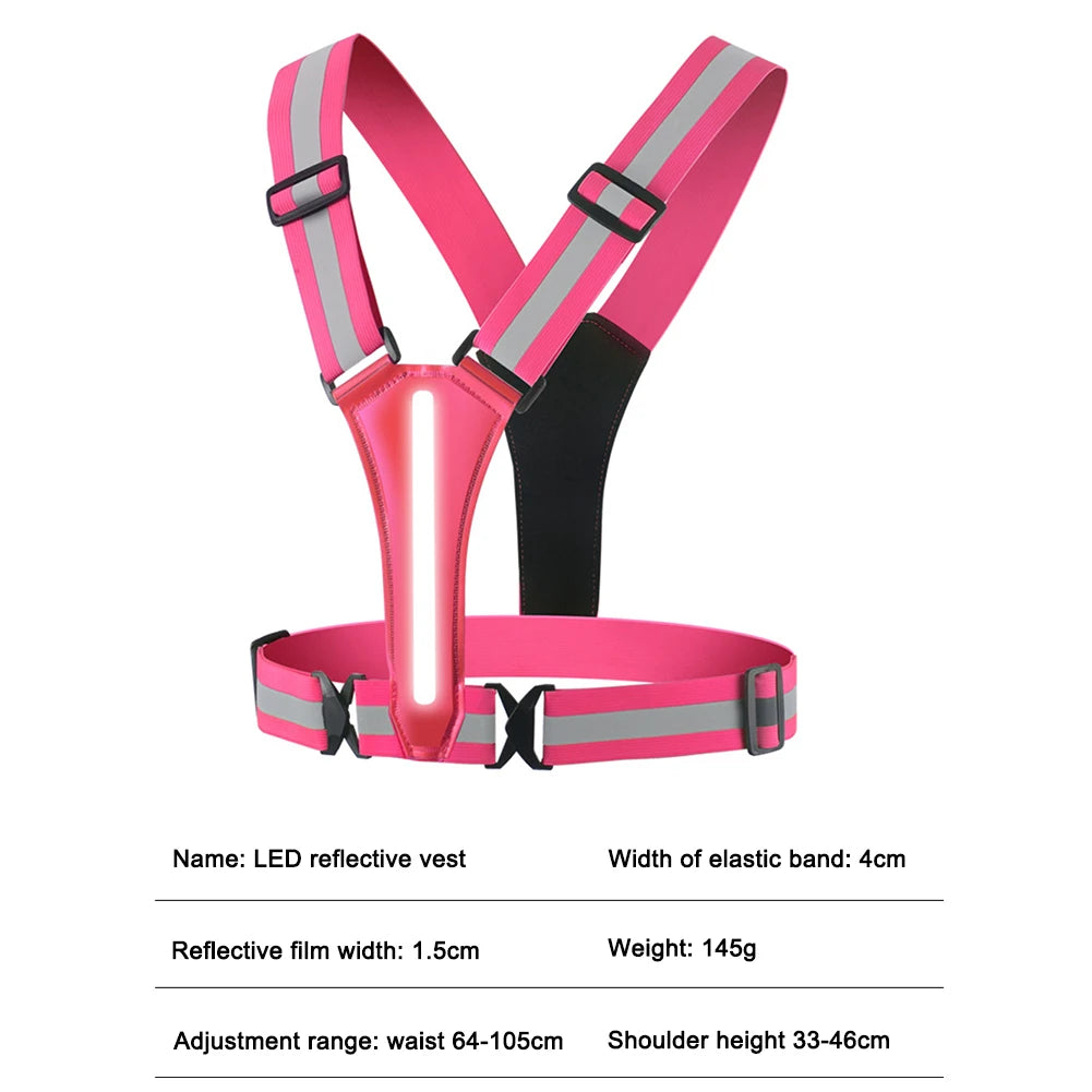 LED Reflective Running Vest – USB Rechargeable