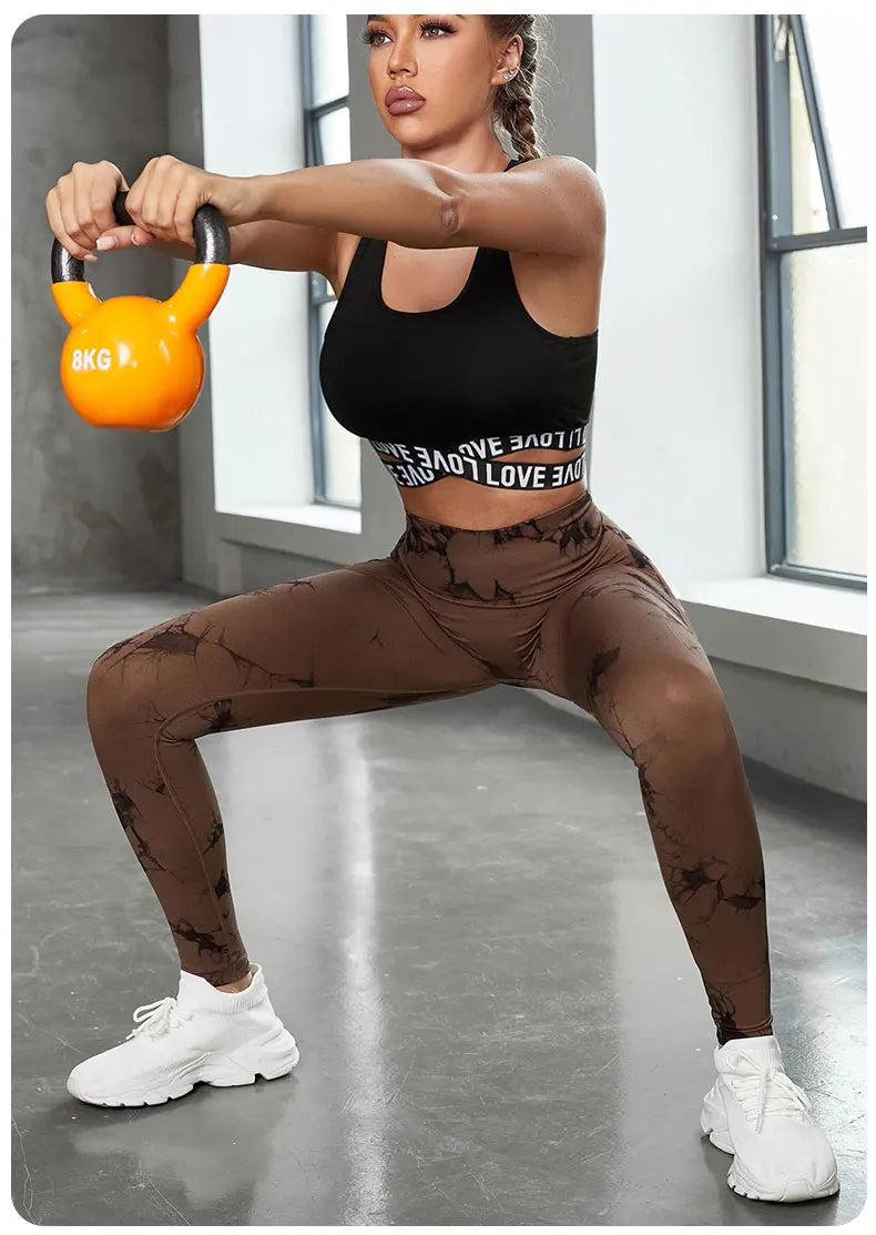 Tie Dye Yoga Pants – High Waist Push Up Leggings for Fitness & Gym