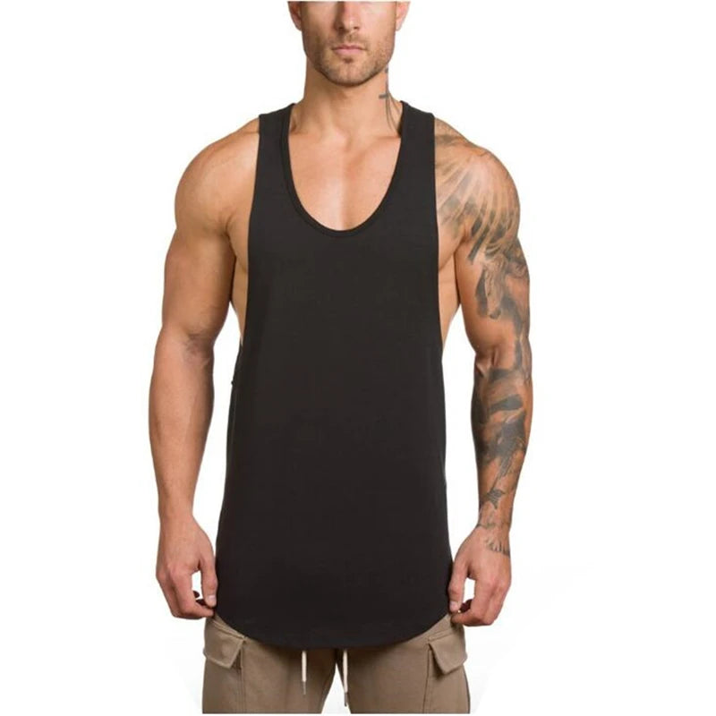 Men's Sleeveless Cotton Gym Tank Top