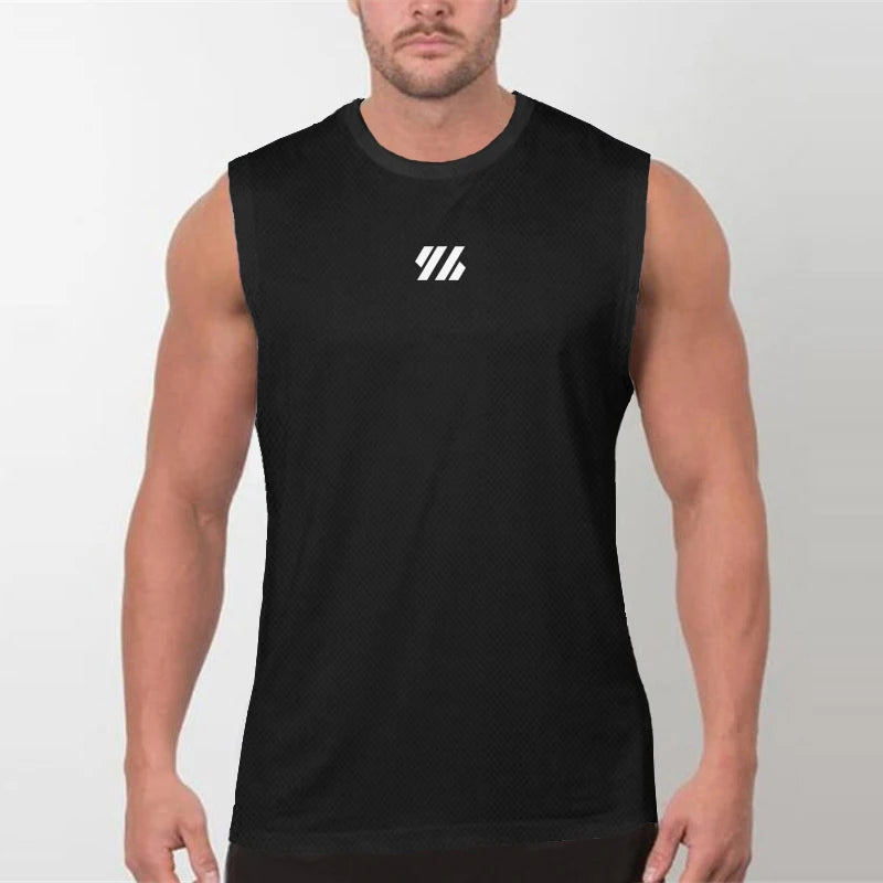 Men’s Sleeveless Running Tank Top – Quick Dry Mesh