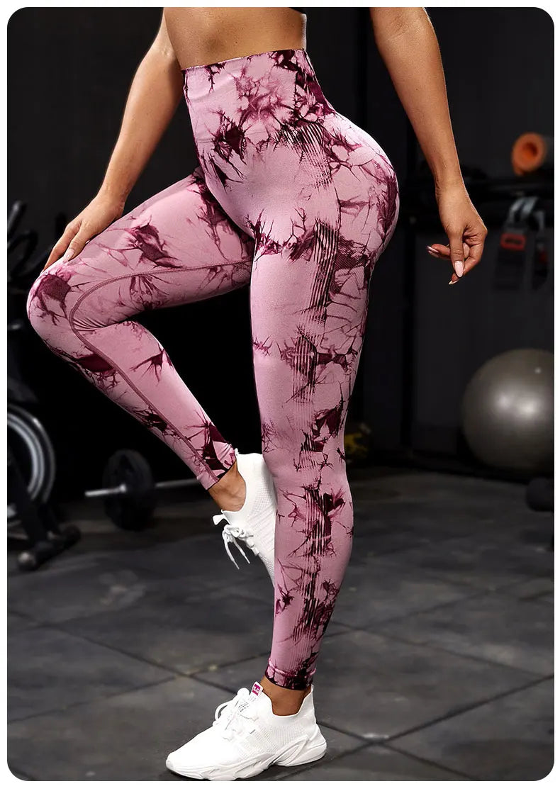 Tie Dye Yoga Pants – High Waist Push Up Leggings for Fitness & Gym