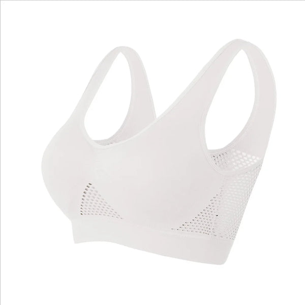 Seamless Mesh Sports Bra – Wireless, Plus Size Support