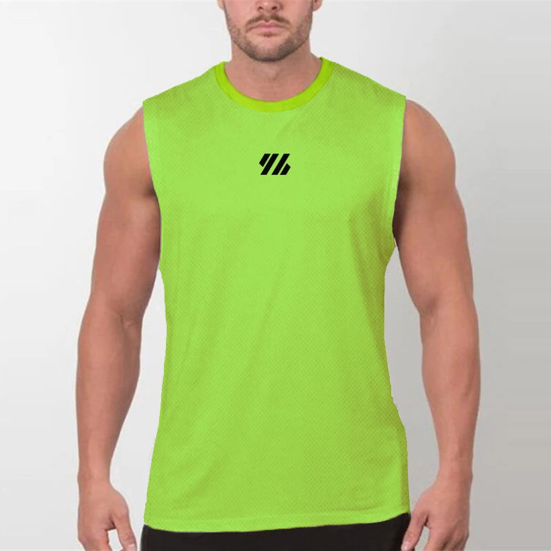 Men’s Sleeveless Running Tank Top – Quick Dry Mesh