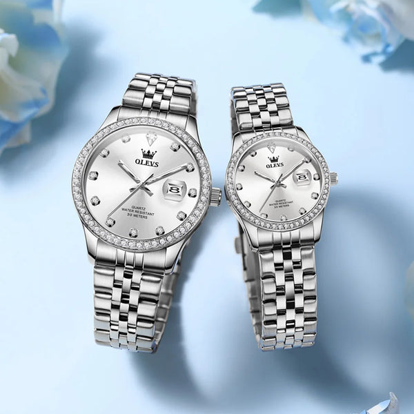 OLEVS Luxury Couple Watches – Classic Quartz Timepieces for Men & Women
