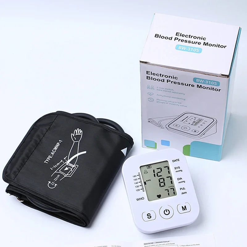 Digital Arm Blood Pressure Monitor – Portable Automatic Tonometer with Heart Rate Tracking