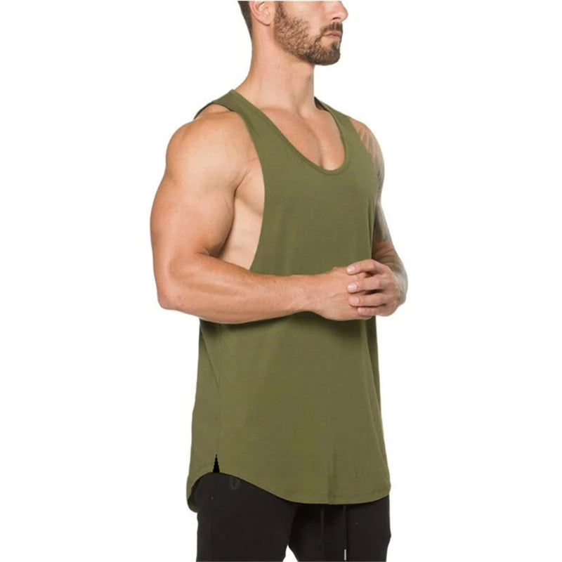Men's Sleeveless Cotton Gym Tank Top