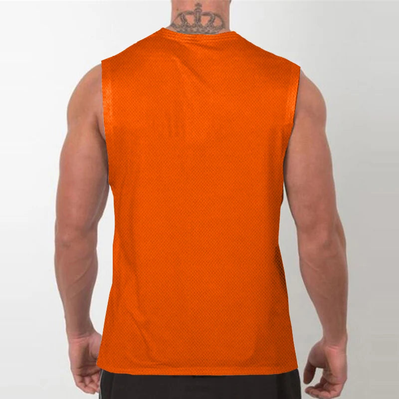 Men’s Sleeveless Running Tank Top – Quick Dry Mesh