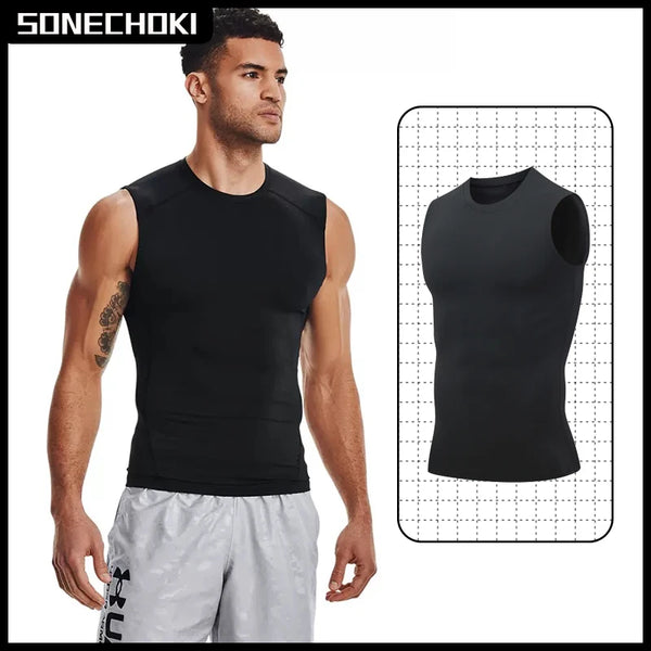 Men’s Solid Compression Tank – Sleeveless Quick-Dry Muscle Shirt