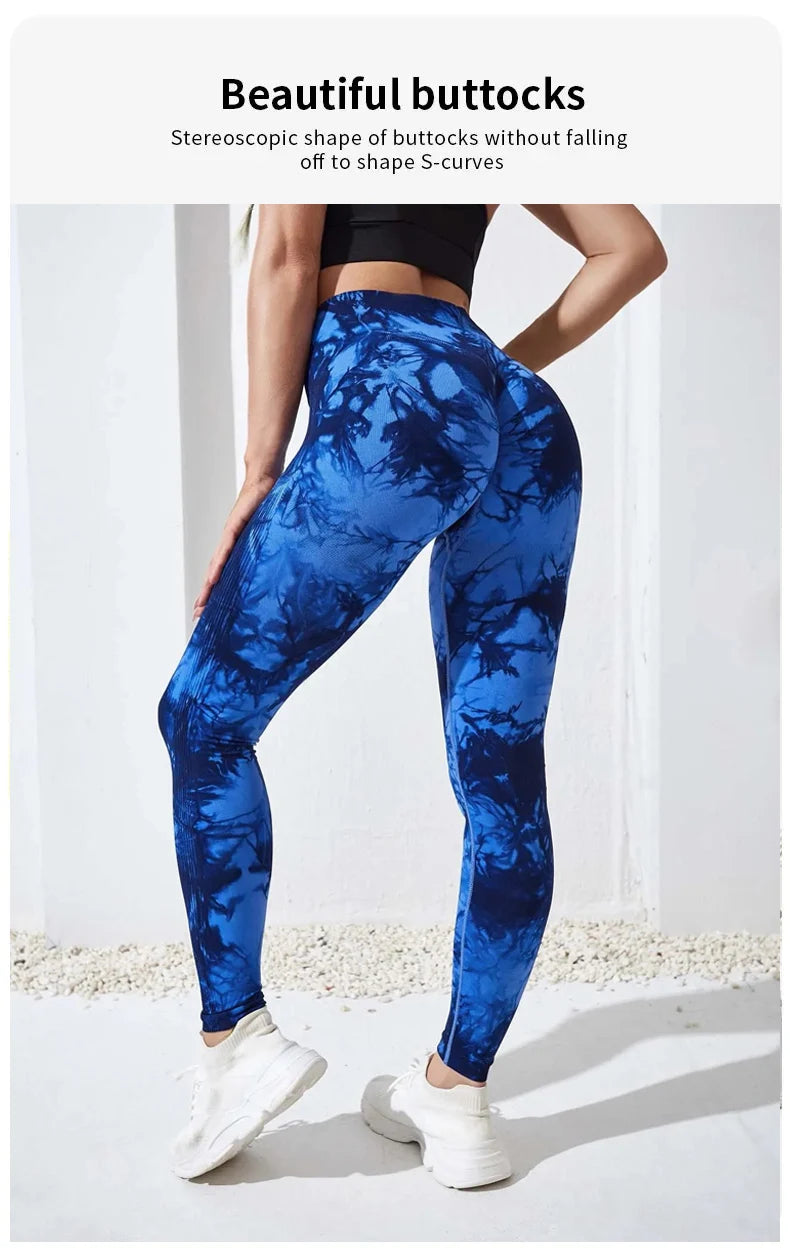 Tie Dye Yoga Pants – High Waist Push Up Leggings for Fitness & Gym