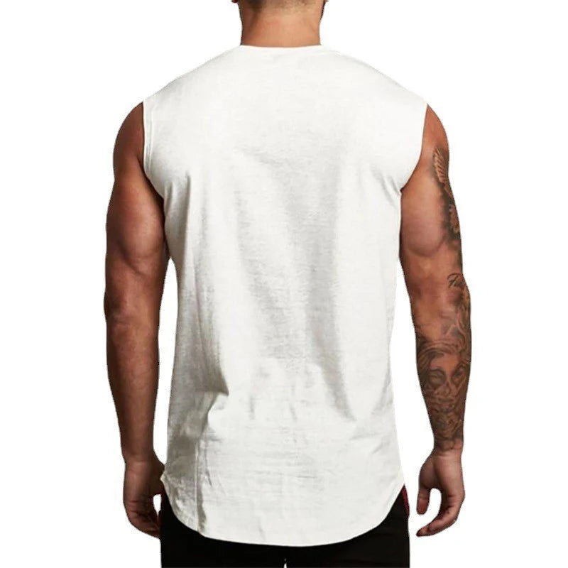 Mens Running Sport Vests Cotton Workout Sleeveless Summer Shirts Gym Bodybuilding Tank Tops Fitness Muscle Breathable Clothing