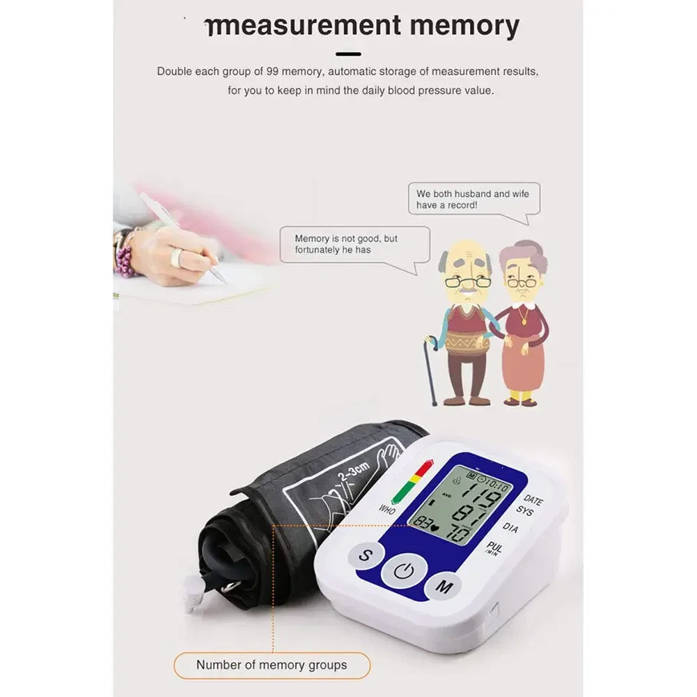 Digital Arm Blood Pressure Monitor – Portable Automatic Tonometer with Heart Rate Tracking