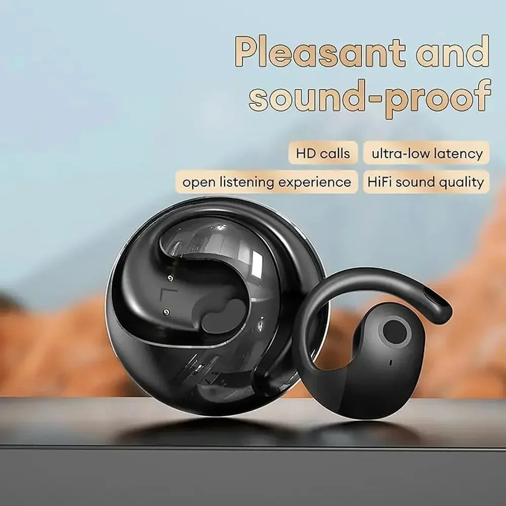 OWS Wireless Bluetooth Headphones – HiFi Stereo Earbuds with Mic, Smart Touch, Waterproof Sports Earphones for Phone