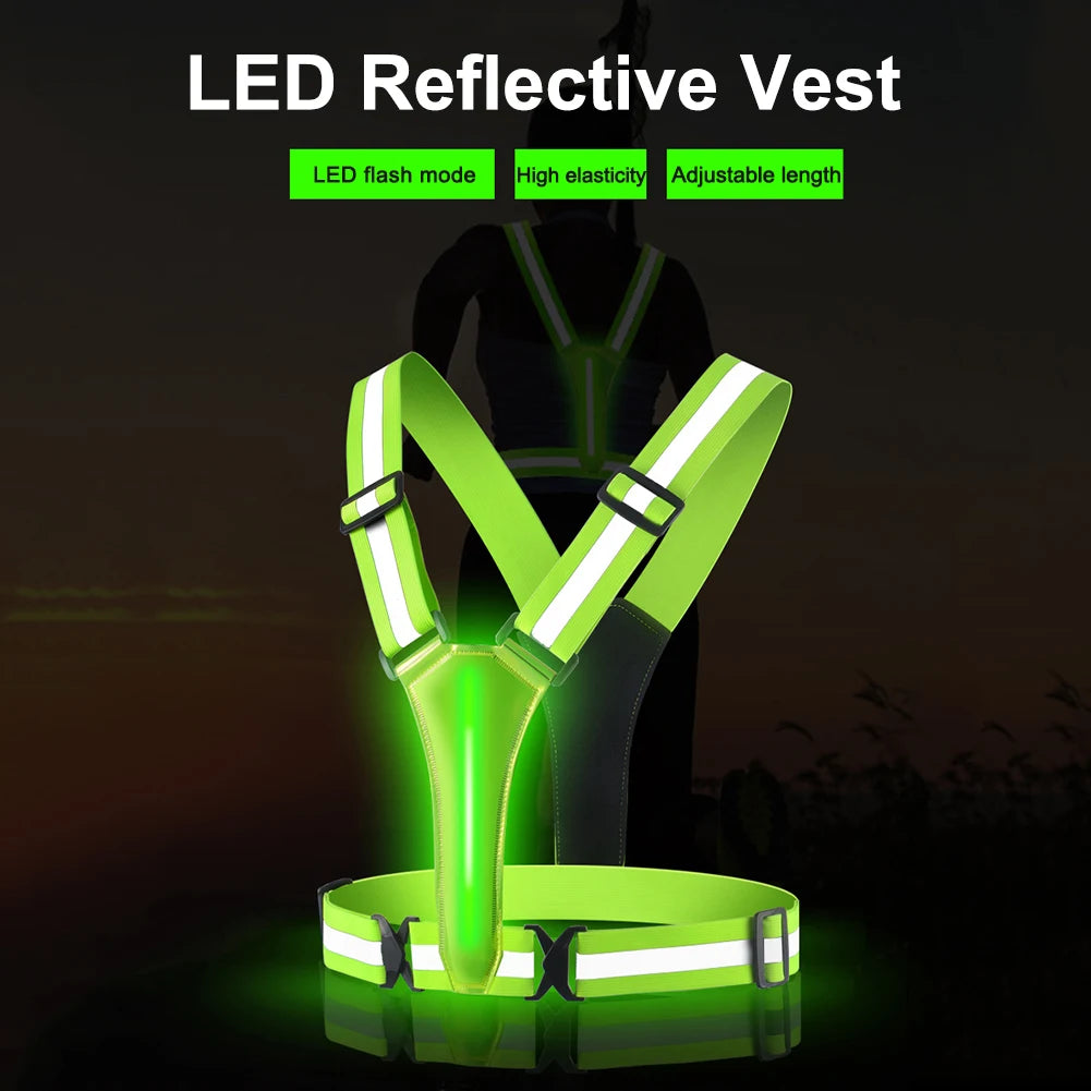 LED Reflective Running Vest – USB Rechargeable