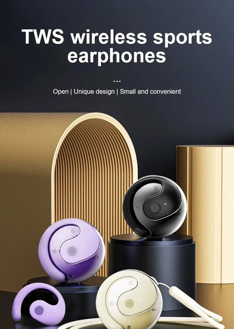 OWS Wireless Bluetooth Headphones – HiFi Stereo Earbuds with Mic, Smart Touch, Waterproof Sports Earphones for Phone