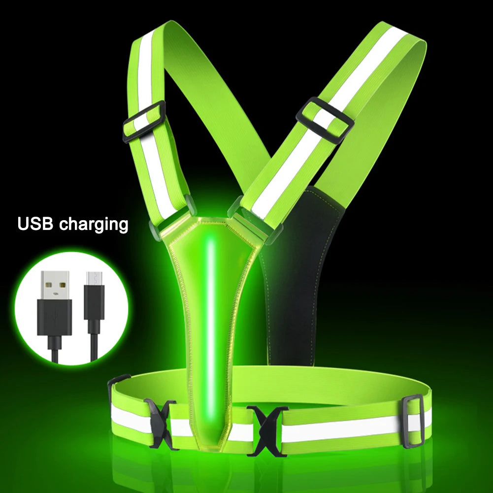 LED Reflective Running Vest – USB Rechargeable