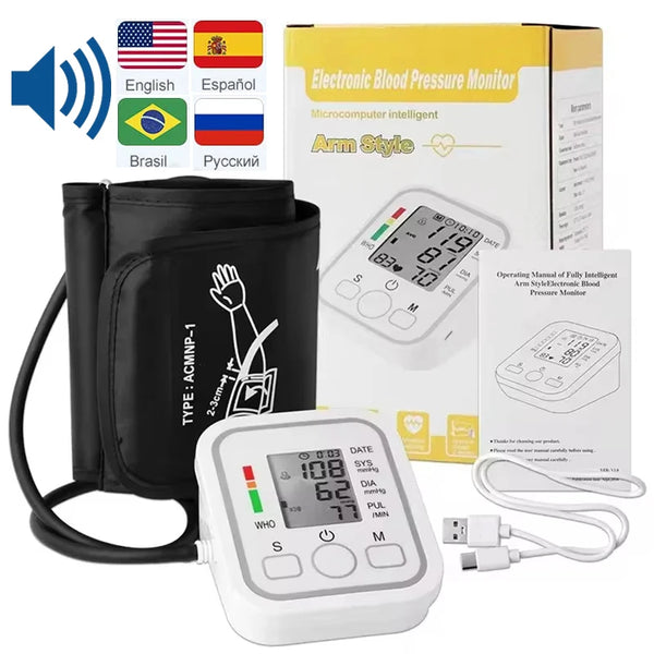 Digital Arm Blood Pressure Monitor with Spanish Voice Guide