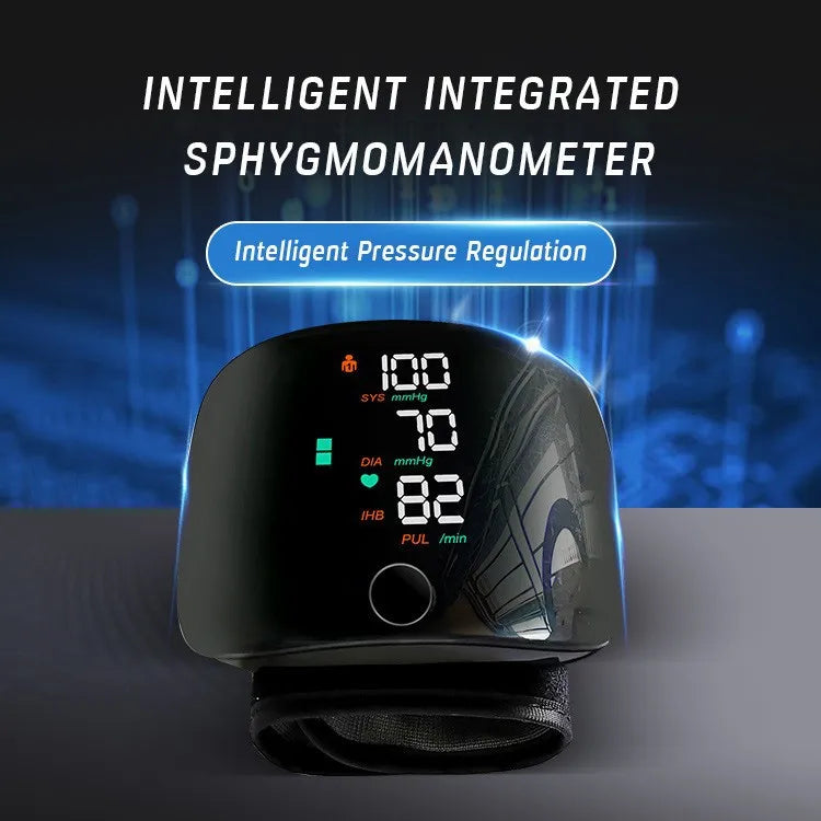 LED Wrist Blood Pressure Monitor – Rechargeable with Multilingual Voice Guide