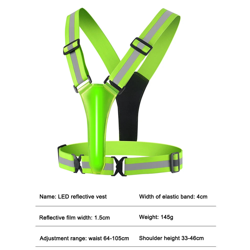 LED Reflective Running Vest – USB Rechargeable