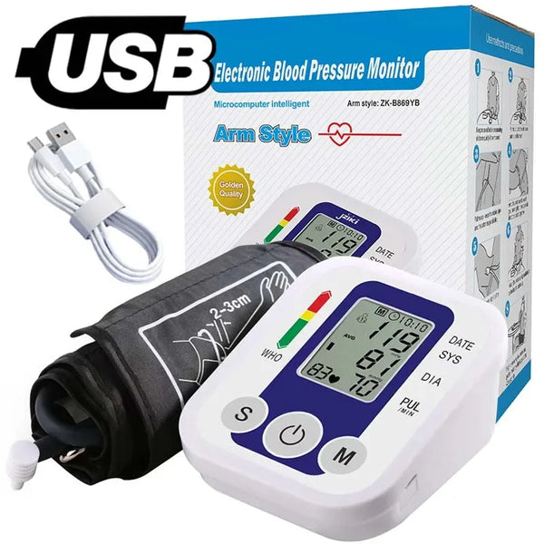 Digital Arm Blood Pressure Monitor – Portable Automatic Tonometer with Heart Rate Tracking