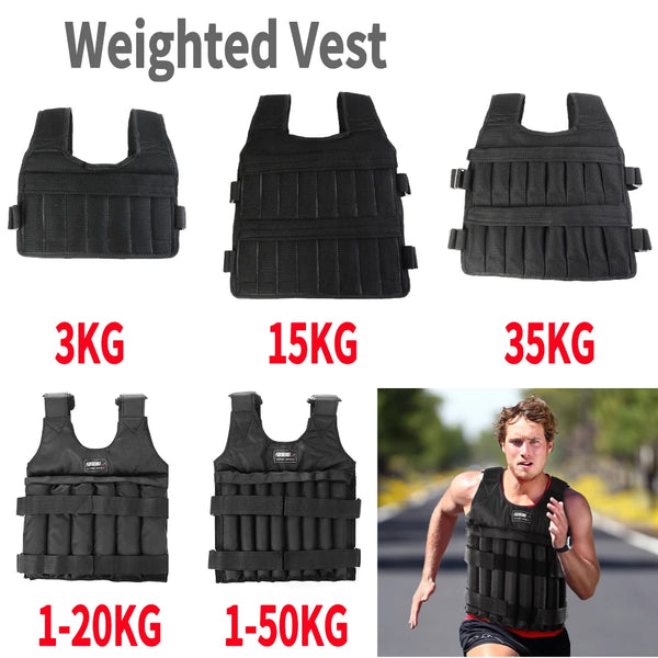 Adjustable Weight Training Vest – 3/15/35kg Empty Fitness Jacket for Running & Workouts