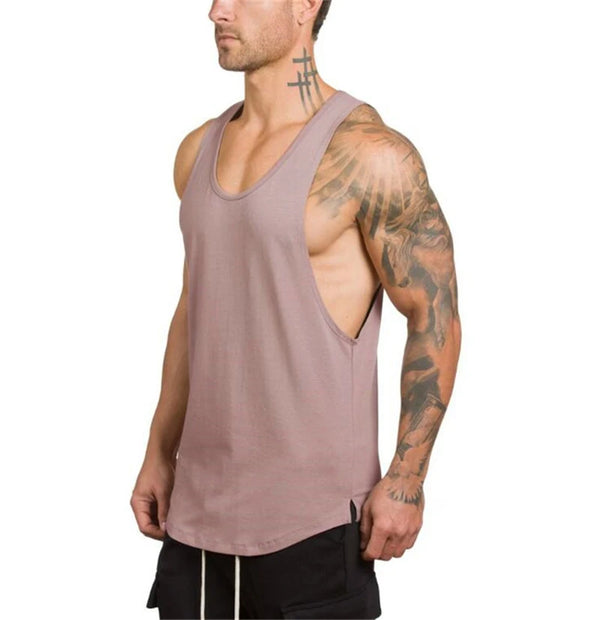 Men's Sleeveless Cotton Gym Tank Top