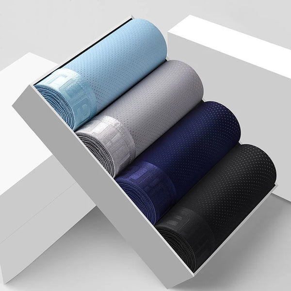 4-Pack Men’s Ice Silk Boxer Briefs – Breathable Mesh Underwear