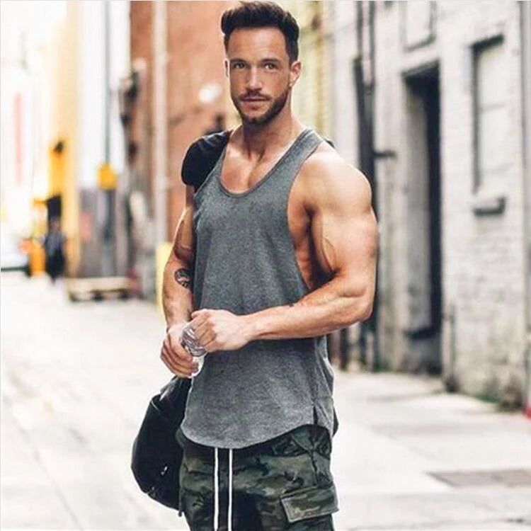 Men's Sleeveless Cotton Gym Tank Top
