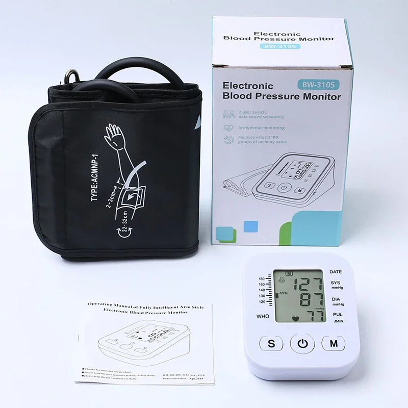 Digital Arm Blood Pressure Monitor – Portable Automatic Tonometer with Heart Rate Tracking