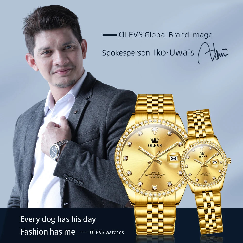 OLEVS Luxury Couple Watches – Classic Quartz Timepieces for Men & Women