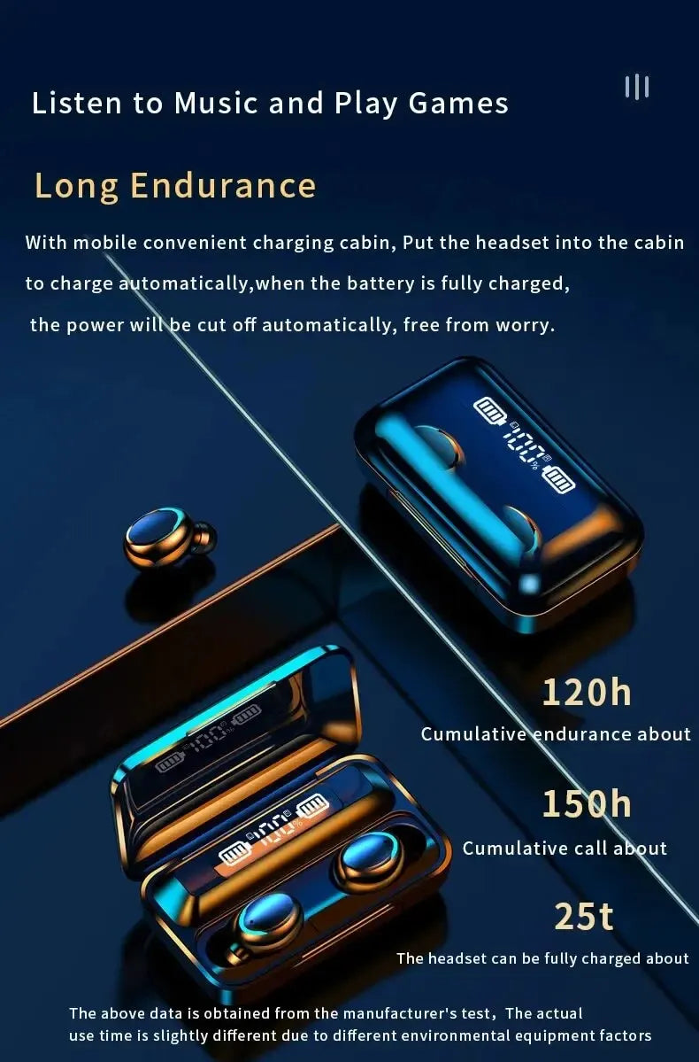 F9 TWS Wireless Bluetooth Earbuds with Charging Case